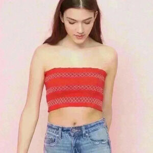 Garage red and white tube top